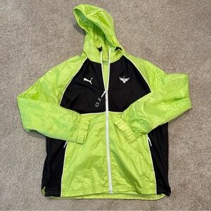 Men’s Size Large Puma Melo Woven Dime Jacket Lime Green Black
